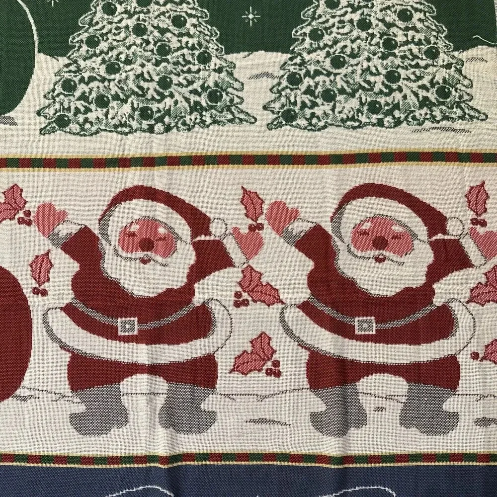 Vintage Santa Snowman Christmas Bear Throw Fringe Picken Blanket Winter‎ 60x60